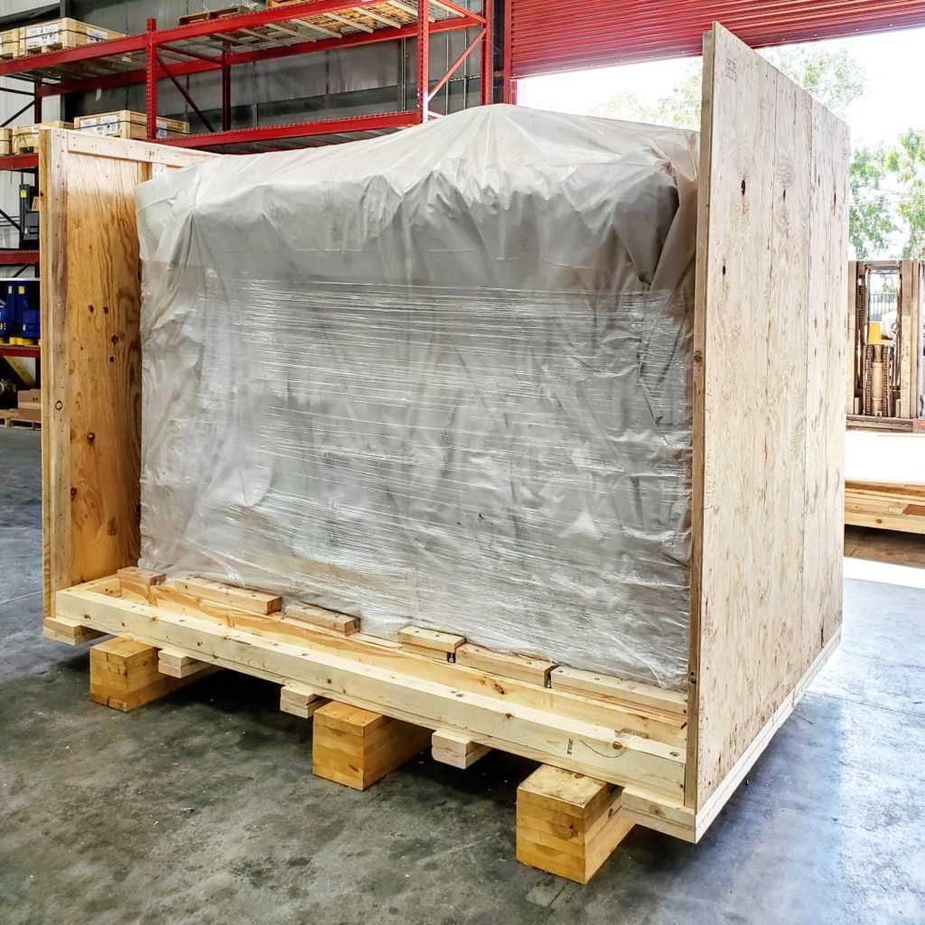 Shipping wood crate on sit crating