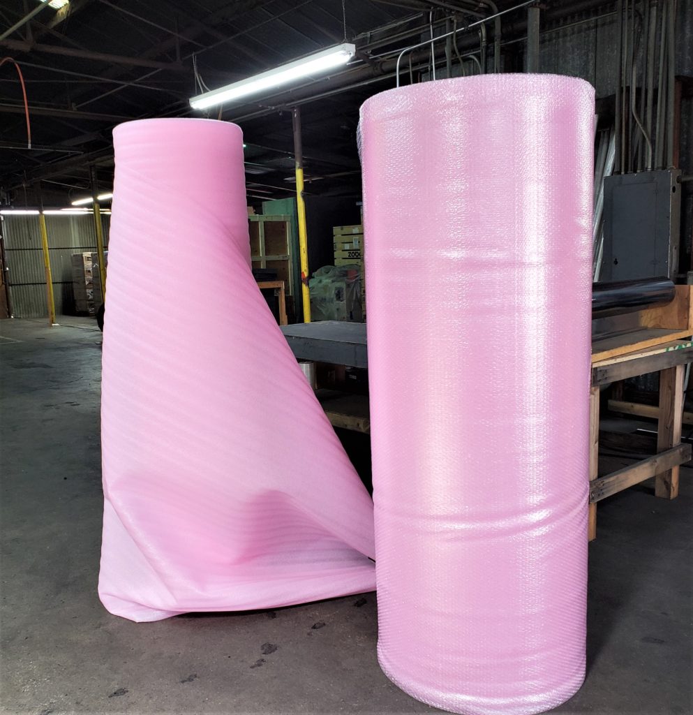 Pink Anti-Static Bubble and Foam Rolls